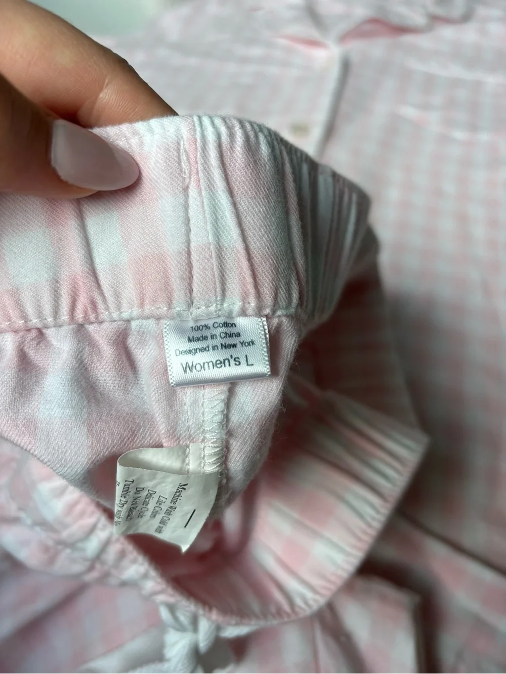 Petite Plume Woman’s Twill Pajama set in Pink Gingham